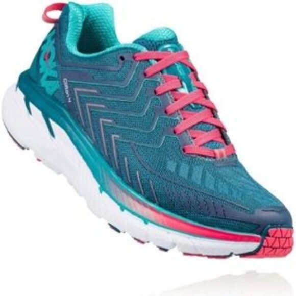 HOKA ONE ONE Women's Clifton 4 Road Running Shoes in Blue Coral/Ceramic - Picture 1 of 14